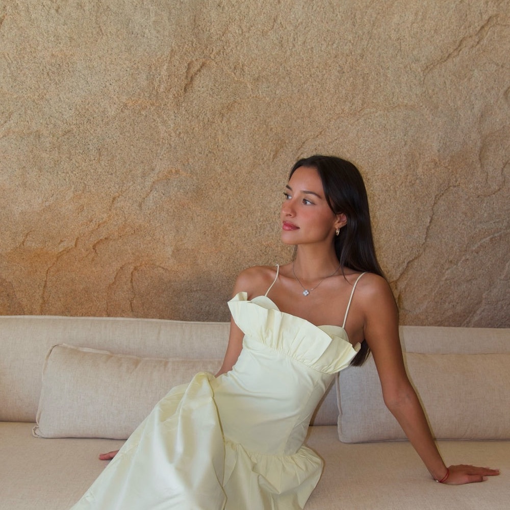 Meshki Janis Cotton Frill Maxi Dress - Lemon